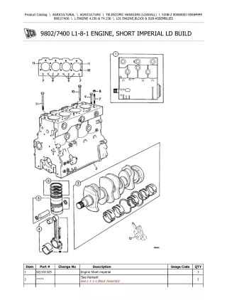 JCB 530B-2 Telescopic Handlers (Loadall) Parts Catalogue Manual (Serial Number 00580001-00584999)