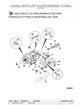 JCB 531-70 Tier 3 Telescopic Handlers (Loadall) Parts Catalogue Manual (Serial Number 01508000-01534999)