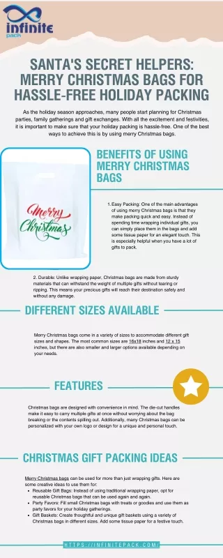 Santa's Secret Helpers Merry Christmas Bags For Hassle-Free Holiday Packing