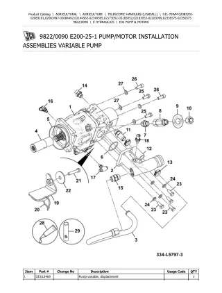 JCB 531-70WM Telescopic Handlers (Loadall) Parts Catalogue Manual (Serial Number 02173052-02183052)