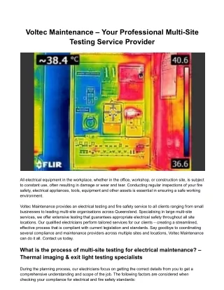 Voltec Maintenance – Your Professional Multi-Site Testing Service Provider