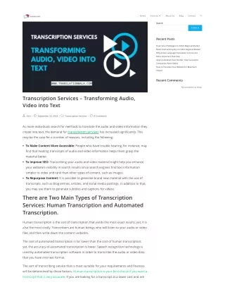 Transcription Services – Transforming Audio, Video into Text