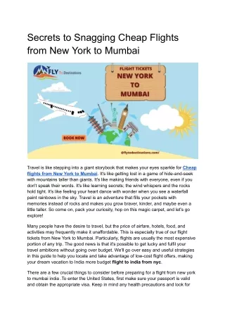 Secrets to Snagging Cheap Flights from New York to Mumbai