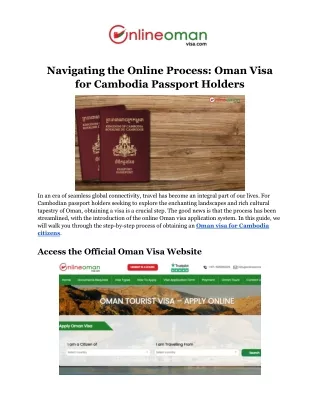 Oman Visa for Cambodia Passport Holders