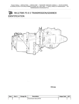 JCB 535-95 Tier 3 Telescopic Handlers (Loadall) Parts Catalogue Manual (Serial Number 01198268-01200999)