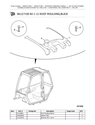 JCB 535-125 Hiviz Tier 2 Telescopic Handlers (Loadall) Parts Catalogue Manual (Serial Number 01196069-01198382)