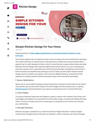 Simple Kitchen Design For Your Home