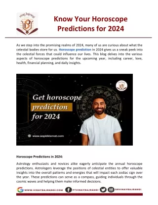 Know Your Horoscope Predictions for 2024