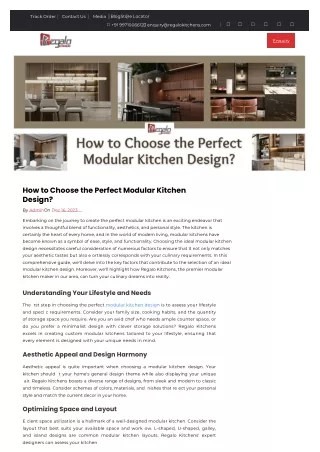 How to Choose the Perfect Modular Kitchen Design?