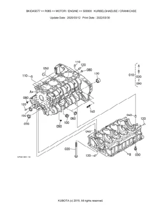 Kubota R085 Wheel Loader Parts Catalogue Manual (Publishing ID BKIDA5077)