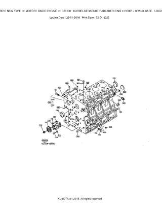 Kubota R510 NEW TYPE Wheel Loader Parts Catalogue Manual (Publishing ID BKIDK0081)