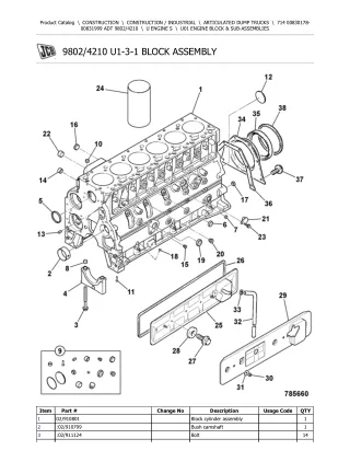 JCB 714 ADT ARTICULATED DUMP TRUCK Parts Catalogue Manual (Serial Number 00830178-00831999)