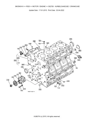 Kubota R520 Wheel Loader Parts Catalogue Manual (Publishing ID BKIDK0414)