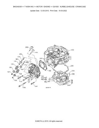 Kubota T1400H-WG Lawn Tractor Parts Catalogue Manual (Publishing ID BKIDA0039)