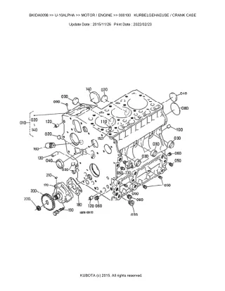 Kubota U10 ALPHA Excavator Parts Catalogue Manual (Publishing ID BKIDA0098)