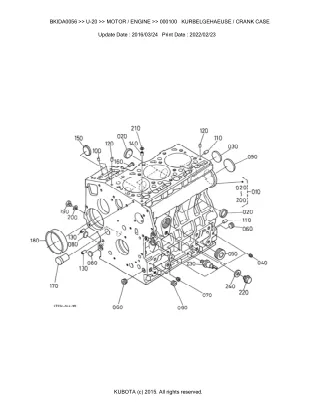 Kubota U20 Excavator Parts Catalogue Manual (Publishing ID BKIDA0056)