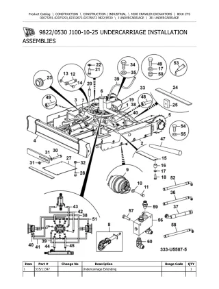 JCB 8018 CTS Mini Crawler Excavator Parts Catalogue Manual (Serial Number 02073291-02075291)