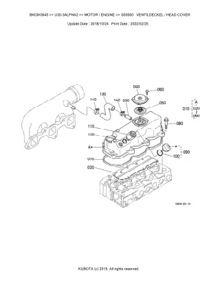 Kubota U30-3 ALPHA2 Excavator Parts Catalogue Manual (Publishing ID BKIDK0645)