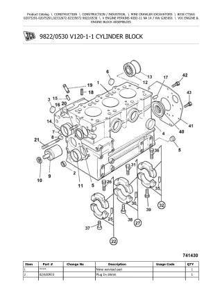 JCB 8018 CTSAG Mini Crawler Excavator Parts Catalogue Manual (Serial Number 02073291-02075291)