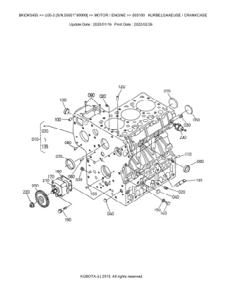 Kubota U35-3 (SN 55001-69999) Excavator Parts Catalogue Manual (Publishing ID BKIDK0455)