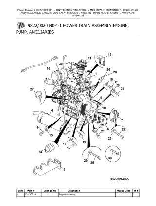 JCB 8018 ORFS (R.O.W) Mini Crawler Excavator Parts Catalogue Manual (Serial Number 02051250-02053249)