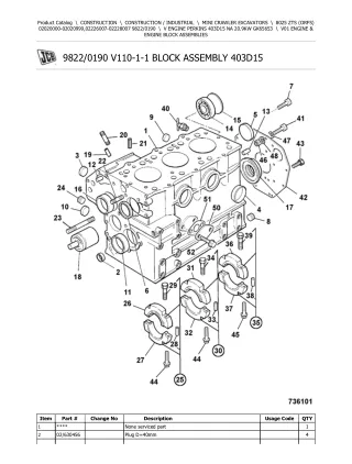 JCB 8025 ZTS (ORFS) Mini Crawler Excavator Parts Catalogue Manual (Serial Number 02020000-02020999)