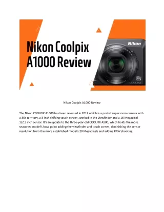 Nikon Coolpix A1000 Review