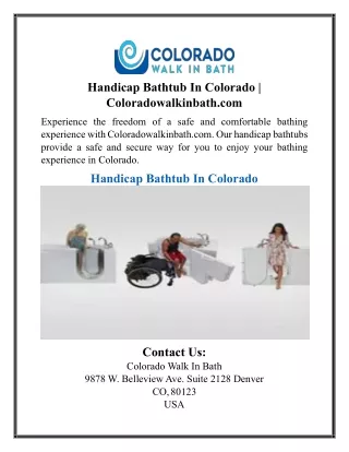 Handicap Bathtub In Colorado | Coloradowalkinbath.com