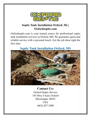 Septic Tank Installation Oxford, Ms | Oxfordseptic.com