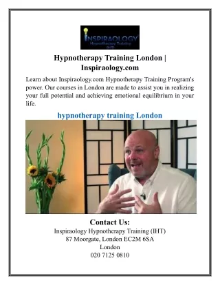 Hypnotherapy Training London | Inspiraology.com