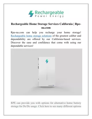 Rechargeable Energy Solutions New Jersey | Rpe-na.com