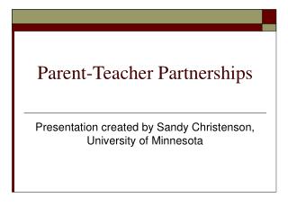 Parent-Teacher Partnerships