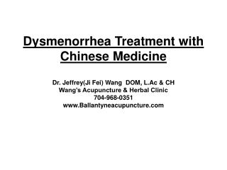 Dysmenorrhea Treatment with Chinese Medicine