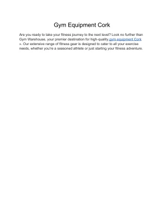 Gym Equipment Cork