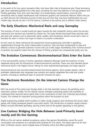 The Evolution of Slots: From Mechanical Reels to Electronic Jackpots  Explained