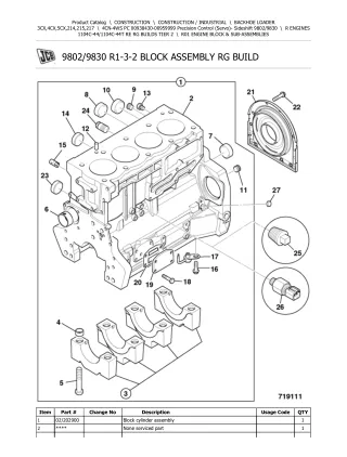 JCB 4CN-4WS PC (Precision Control (Servo)- Sideshift) BACKOHE LOADER Parts Catalogue Manual (Serial Number 00938430-0095