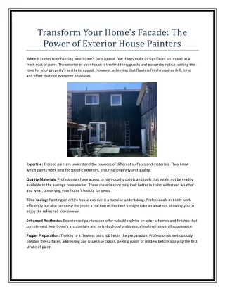 Transform Your Homes Facade The Power of Exterior House Painters