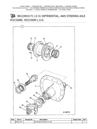 JCB 4CX BACKOHE LOADER Parts Catalogue Manual (Serial Number 00960000-00989999)