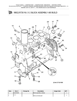 JCB 4CX SM444 (Sideshift AA AB Engine) BACKOHE LOADER Parts Catalogue Manual (Serial Number 00460001-00499999)