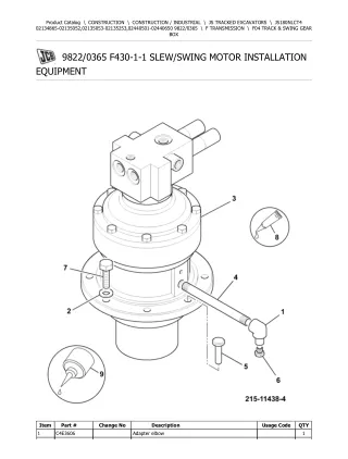 JCB JS180NLC T4 TRACKED EXCAVATOR Parts Catalogue Manual (Serial Number 02134865-02135052)