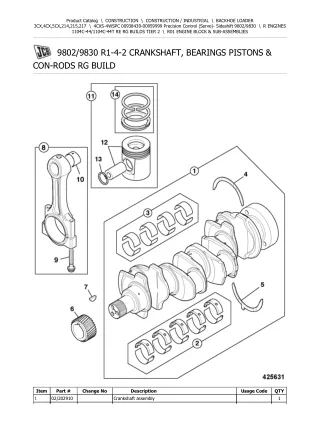 JCB 4CXS-4WSPC Precision Control (Servo) BACKOHE LOADER Parts Catalogue Manual (Serial Number 00938430-00959999)