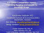 European Comparator report regarding funding and access to oncology drugs