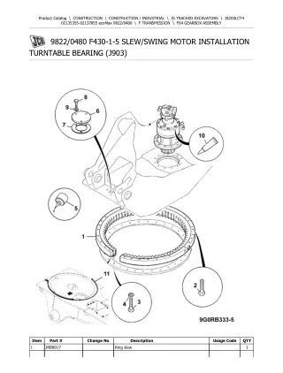 JCB JS200LCT4 ecoMax TRACKED EXCAVATOR Parts Catalogue Manual (Serial Number 02135355-02137855)