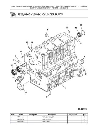 JCB 175 WHEELED Robot Parts Catalogue Manual (Serial Number 01755000-01764999)