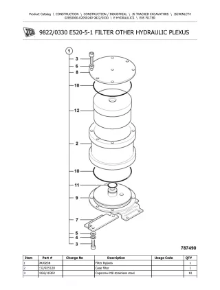 JCB JS240NLC T4 TRACKED EXCAVATOR Parts Catalogue Manual (Serial Number 02050000-02050249)