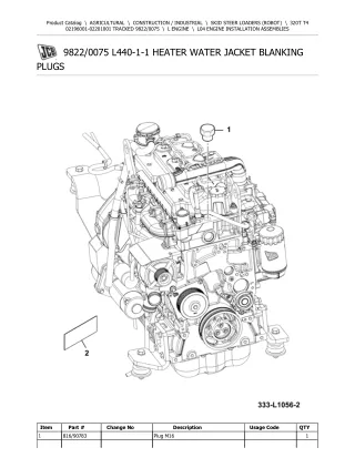 JCB 320T T4 SKID STEER LOADER (ROBOT) Parts Catalogue Manual (Serial Number  02196001-02201001)