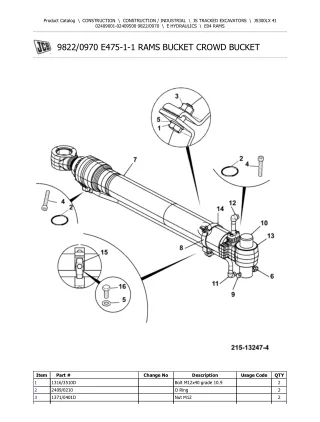 JCB JS300LX 4I TRACKED EXCAVATOR Parts Catalogue Manual (Serial Number 02409001-02409500)