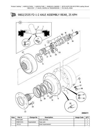 JCB 407ZX Loading Shovel Parts Catalogue Manual (Serial Number 00757100-00757999)