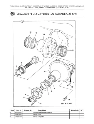 JCB 408BZX Loading Shovel Parts Catalogue Manual (Serial Number 00755001-00757099)