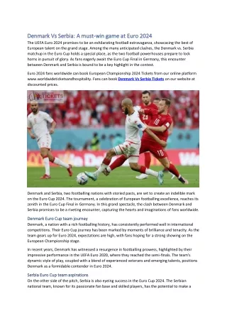 Denmark Vs Serbia A must-win game at Euro 2024